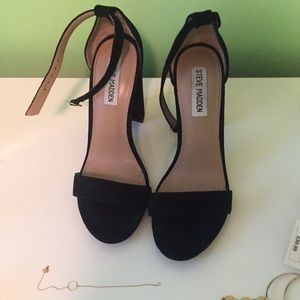 Steve Madden black suede block heels